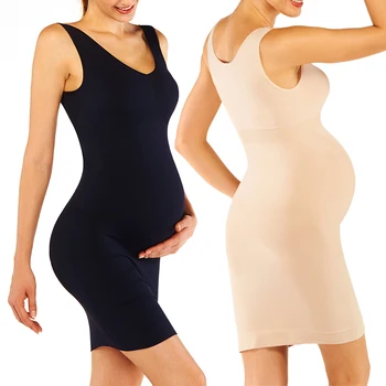 Бесшовное корректирующее белье для беременных, Женское платье без рукавов, Плавное Облегающее Корректирующее белье для живота, Нижнее белье с V-образным вырезом, одежда для беременных