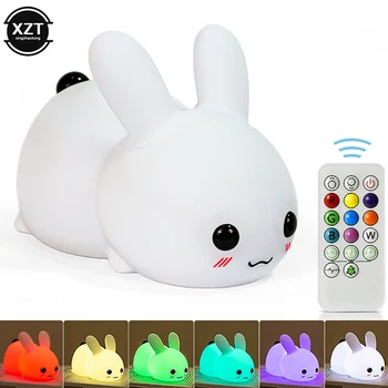 Силиконовый Yutu LED маленький ночник USB-зарядка, двухцветный светильник, Поглаживающий кролика, детский ночной компаньон, спящий светильник