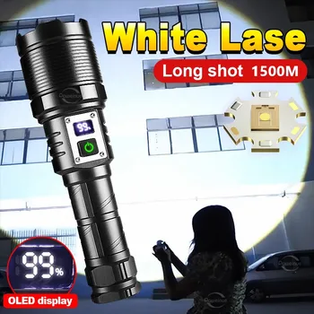 Новые Белые Лазерные мощные фонари USB Перезаряжаемый фонарь XHP70 Высокой мощности светодиодный фонарик Long Shot Lantern Camping Lamp