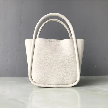 Маленькая сумка-ведро, женская Нишевая дизайнерская сумка через плечо из натуральной кожи