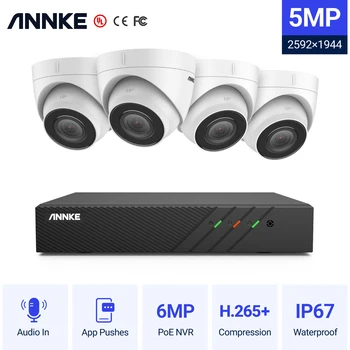 ANNKE 8CH FHD 5MP POE Сетевая Система видеонаблюдения H.265 + 6MP NVR С 5-Мегапиксельными Водонепроницаемыми Камерами видеонаблюдения IP-Камера Аудио вход