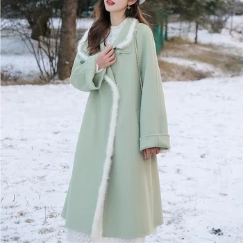 Осень и зима 2023, Корейская версия Шерстяного пальто, Женские Мягкие легкие двухсторонние шерстяные пальто средней длины