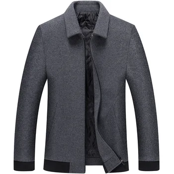 Мужские Кашемировые куртки, Шерстяные пальто, деловые повседневные куртки с лацканами, Высококачественные мужские Весенне-осенние черные куртки, Мужская одежда 4XL