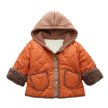 LZH/ Зимнее пальто для новорожденных девочек, Новинка 2023 года, Повседневная однотонная теплая детская куртка с капюшоном Для мальчиков и девочек 1-5 Лет, Модное Детское Пальто