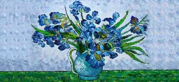 100% Ручная роспись, имитация Ван Гога, картина маслом с синим цветком для гостиной или свадебного украшения