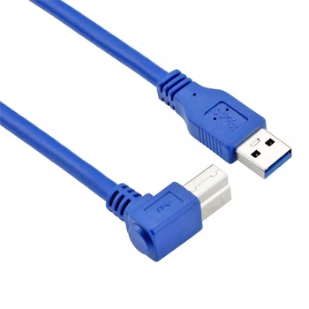 USB 3.0 A Штекер-B штекер AM/BM под углом 90 градусов USB 3.0 Кабель для передачи данных 0,6 м 2 фута Синий Для внешнего жесткого диска USB3.0