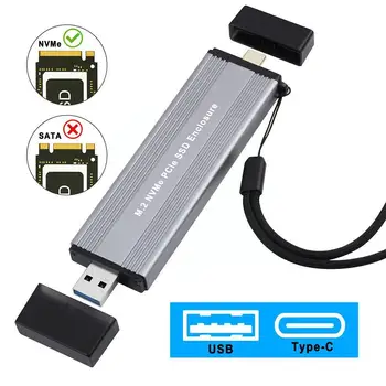 Корпус SSD M2 NVME M.2 для подключения к Type C USB 3.1 Gen 2 10 Гбит/с Корпус NVMe USBC для подключения к Внешнему Корпусу USBA из алюминиевого Сплава PCIe W7A9