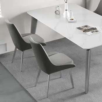 O60 Дизайнерский обеденный стул высокого класса, итальянский минималистичный кожаный стул, домашний светильник, роскошный современный простой гостиничный рабочий стол, туалетный столик c