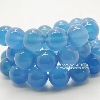 Агатовые круглые бусины 16 дюймов, синие полированные 10 мм полудрагоценные камни