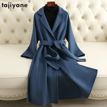 Tajiyane 100% Шерстяные пальто для женщин 2023 Осень-Зима, Однотонная Двусторонняя Шерстяная куртка, Длинное Шерстяное пальто Abrigos Elegantes