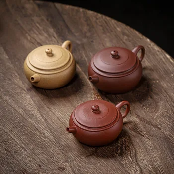 Оригинальный Чайник из Исинской глины, Небольшой Емкости, Чайный набор Kong Fu, Бытовой чайник из фиолетовой глины, круглый Барабан 100cc