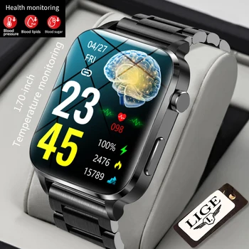 Новые смарт-часы LIGE для измерения уровня сахара в крови, Мужские умные часы Sangao Laser Health, пульсометр, кровяное давление, Фитнес-часы, Водонепроницаемые смарт-часы ECG + PPG