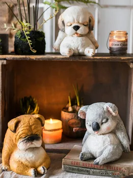 [MGT] Европейская креативная скульптура из смолы, сонный питомец коала/собака, современное украшение домашнего сада, ремесла, статуи для украшения гостиной