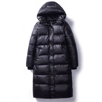 Корейские зимние пуховые Хлопчатобумажные куртки 2020 года, женские Длинные парки, Тонкие Теплые зимние пальто с капюшоном, Женские черные пальто V1162