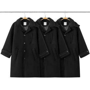 Черное шерстяное длинное пальто, куртка для мужчин и женщин 1:1, высококачественная ветрозащитная тепловая куртка, мужское пальто, длинное пальто