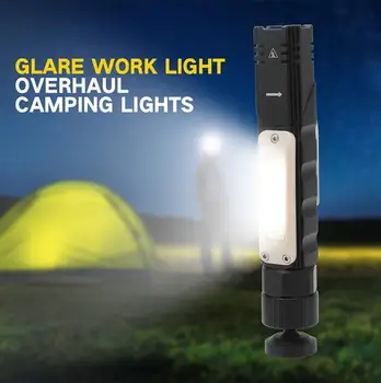 Многофункциональный фонарик с магнитом на 360 градусов, защита от падения, светодиодный фонарик с регулируемой яркостью, USB-перезаряжаемый тактический фонарь с зумом