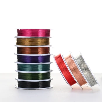 0,2-0,8 мм Разноцветные бусины из медной проволоки, шнур для изготовления ювелирных изделий, браслет 