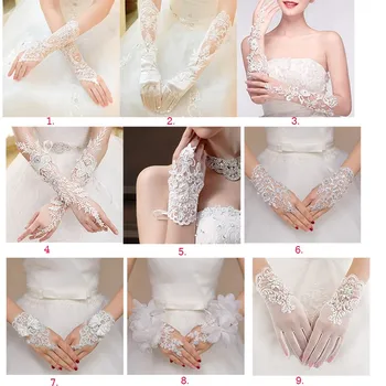 Оптовые новые кружевные свадебные перчатки для невесты, Высококачественные Свадебные перчатки с бриллиантами ручной работы, свадебные аксессуары Mariage