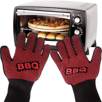Огнестойкие перчатки для барбекю 800 Огнестойкие нескользящие Перчатки для гриля с изоляцией для микроволновой печи
