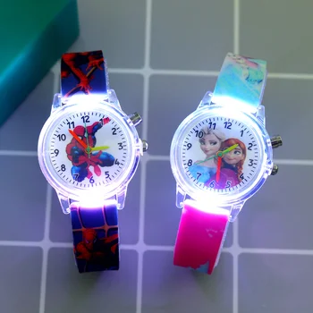 Детские часы с мигающим светом Для девочек и мальчиков Силиконовый ремешок Мультфильм Динозавр Детские наручные часы Студенческие светящиеся водонепроницаемые