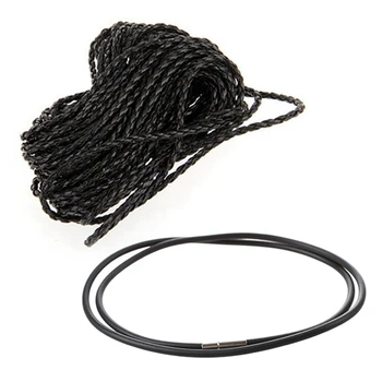 9 м, черное Плетеное кожаное ожерелье, шнур, сделай сам, 3 мм, горячее с 3 мм черным резиновым шнуром, ожерелье - 24 дюйма