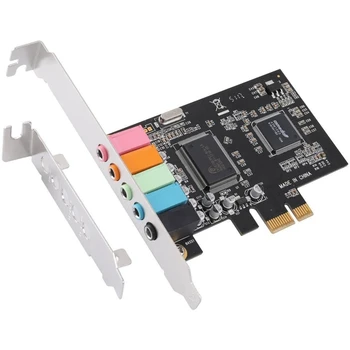 Звуковая карта PCIe 5.1, карта объемного звучания PCI Express, 3D стереозвук с высокой производительностью звука, звуковая карта ПК с чипом CMI8738