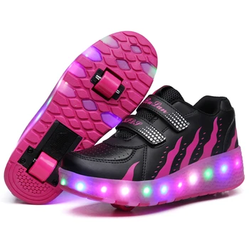 UncleJerry Размер 27-43, Обувь на двух Колесах со светодиодной Подсветкой, Кроссовки для мальчиков и девочек, Роликовые коньки для детей и взрослых, Обувь на Колесах
