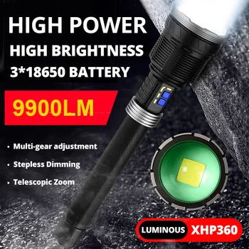 70 Вт Самый Сильный Мощный светодиодный фонарик Кемпинг Прожектор XHP360 COB Масштабируемый Фонарь Пеший Туризм Powerbank Light 26650 15600MA