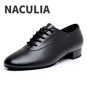 Новая мужская танцевальная обувь Для Латиноамериканских современных танцев, Танго, Детская мужская танцевальная обувь национального стандарта, Черный Цвет, белый, на низком каблуке 2,5