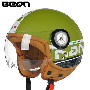 BEON Мотоциклетный шлем с открытым лицом, Ретро мотоцикл для мотокросса, гоночный автомобиль, теплая защитная шапка для верховой езды, Capacetes Para Moto