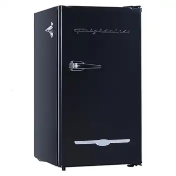 Компактный холодильник в стиле ретро с боковой открывалкой для бутылок EFR376, черный