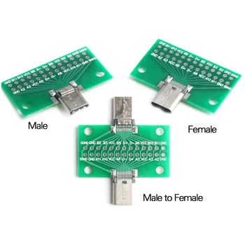 Разъем Type-C от Мужчины к Женщине USB 3.1 Тестовый Адаптер для печатной платы Type C 24P 2,54 мм Разъем Для Передачи данных По Проводному Кабелю