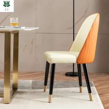 T-61 Современный простой обеденный стул домашний скандинавский легкий роскошный стул со спинкой Итальянский гостиничный ресторан креативный кожаный стул table s
