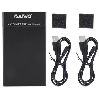 Коробка для жесткого диска Maiwo K25682 с 2 отсеками и 2,5-дюймовым корпусом SATA/HDD/ USB