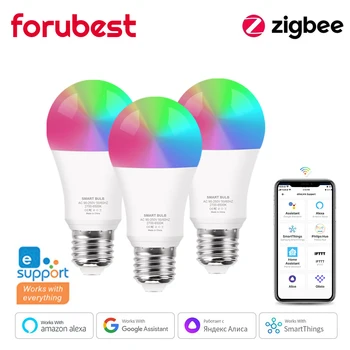 18 Вт 15 Вт Zigbee Светодиодная лампа E27 RGB + WW + CW Умная светодиодная лампа 110 В 220 В Светодиодная лампа Работает с Alexa, Google Home, Alice, SmartThings