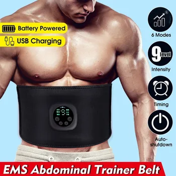Интеллектуальный пояс для тренировки пресса EMS, зарядка через USB, светодиодный дисплей, 6 моделей массажа, дышащий пояс для тренировки