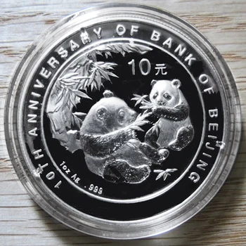 2006 10-Летие Пекинского банка/Настоящая Оригинальная серебряная монета в виде панды весом 1 унция Ag.999 10 Юаней UNC
