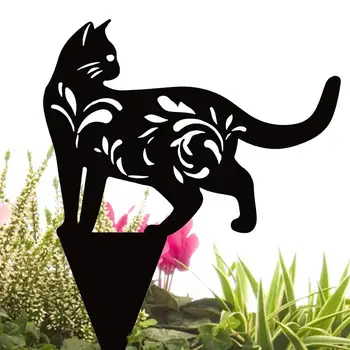 Металлическая декоративная садовая статуя кота, Колышки, Силуэт кошки, Украшение сада, украшение двора Для домашней вечеринки, передний двор