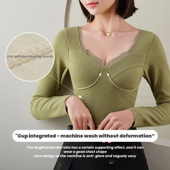 Женское термобелье Slims Fit с накладкой на грудь, приятный к телу пуловер для шоппинга на открытом воздухе, знакомств