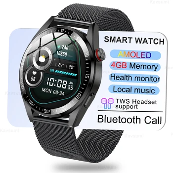 4 ГБ Локальной Музыки Bluetooth Вызов Смарт-часы 466 * 466 AMOLED Экран Часы Запись Голосовой помощник Смарт-часы Поддержка TWS Подключения