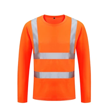 Флуоресцентные желтые рубашки с высокой видимостью, Светоотражающая защитная футболка, рубашка Hi Vis с длинным рукавом, быстросохнущая строительная рабочая одежда