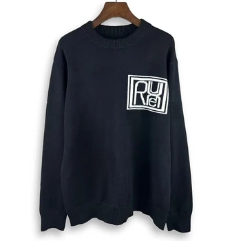 23ss Осенне-зимний новый вязаный пуловер Rhude, модные брендовые универсальные свободные свитера, повседневный простой трикотаж