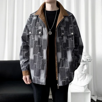2023 Осень и зима Новая Цифровая печать, поддельные куртки из двух частей, мужское пальто, Мужская куртка в корейском стиле 우비 자켓