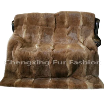 Одеяло из натурального кроличьего меха в полоску CX-D-08/Z 130X150 натурального цвета