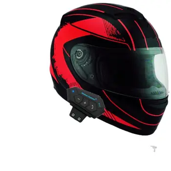 Красный Мотоциклетный Беспроводной Bluetooth-совместимый шлем, комплект для громкой телефонной связи, стереогарнитура BT с защитой от помех