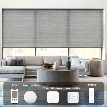 Высококачественные моторизованные рулонные шторы с фильтром света Smart Window, система Google Home