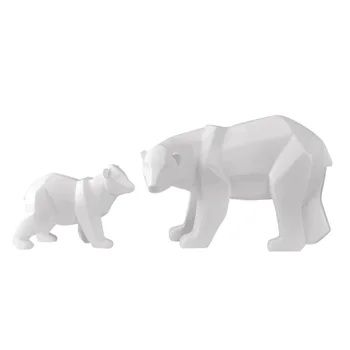 Скульптура медведя, Геометрическая статуя белого Медведя из смолы, Ремесла, Модный орнамент для рабочего стола, Современные абстрактные фигурки морского медведя, Домашний декор