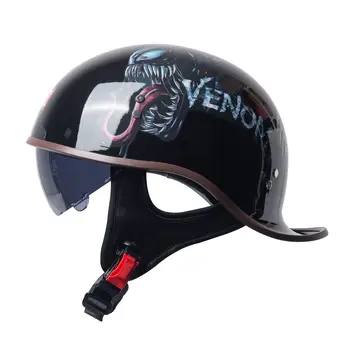 Стильный мотоциклетный шлем в стиле ретро со встроенным солнцезащитным козырьком для максимального комфорта и защиты