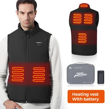 Куртка с подогревом KEMIMOTO, моющийся жилет с USB-подогревом, зимний аккумулятор, мотоцикл, Лыжи, Велосипед, Пешие прогулки, Регулируемая Температура