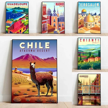 Печать плакатов о путешествиях по Северным городам, Италия, Карибский бассейн, Чили, Минималистичный городской пейзаж, Картина на холсте, Настенная картина для гостиной